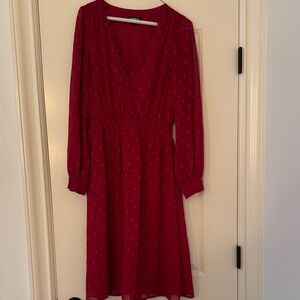 Express Elegant Red Long Sleeve Dress